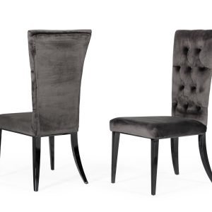 Modrest Darley - Modern Grey Velvet Dining Chair Set of 2