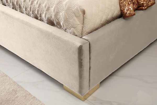 Modrest Daystar - Modern Beige Velvet & Gold Bed - Image 3