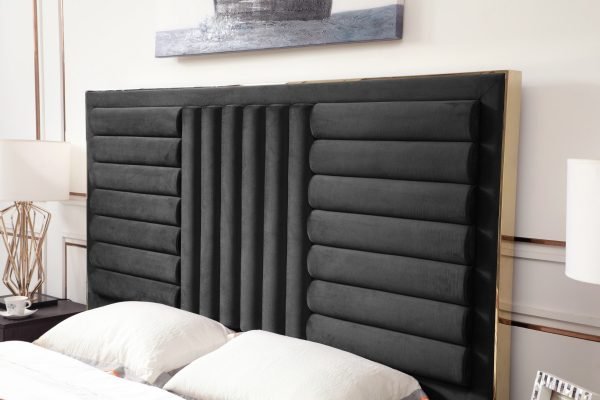 Modrest Daystar - Modern Black Velvet & Gold Bed - Image 2