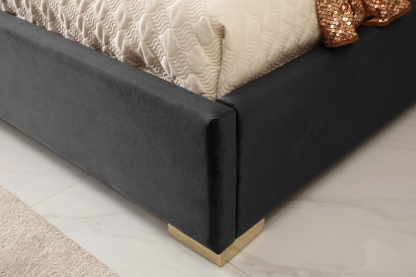 Modrest Daystar - Modern Black Velvet & Gold Bed - Image 3