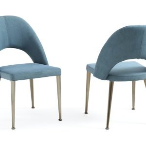 Gloria - Modern Blue & Antique Brass Dining Chair (Set of 2)