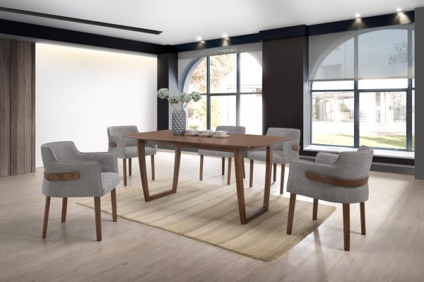 Modrest Jordan Modern Grey & Walnut Dining Chair (Set of 2) - Image 3