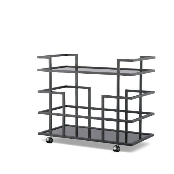 Modrest Deakin - Black Stainless Steel and Black Glass Wine Rack