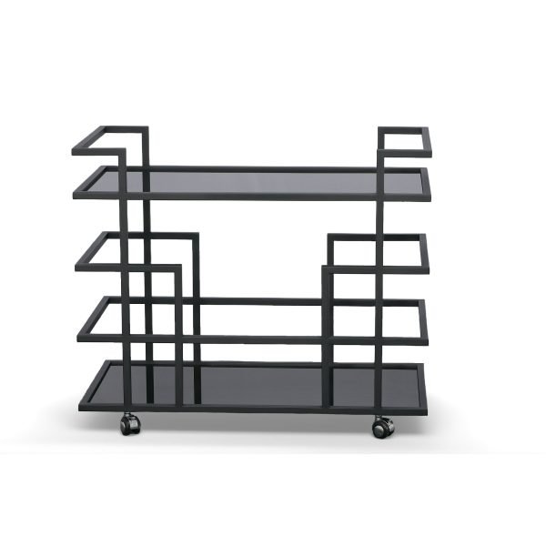 Modrest Deakin - Black Stainless Steel and Black Glass Wine Rack - Image 2