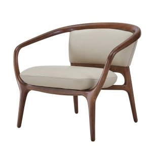 Modrest Deana - Mid Century Beige + Walnut Accent Chair