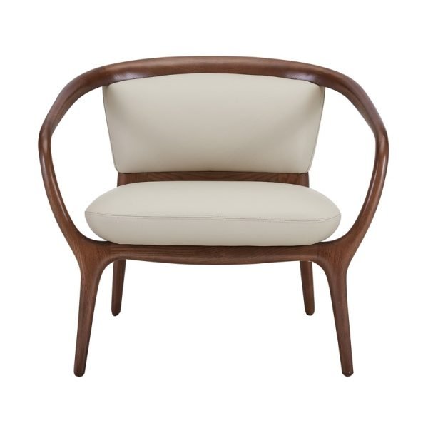 Modrest Deana - Mid Century Beige + Walnut Accent Chair - Image 2