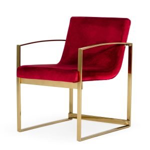 Modrest Defoe - Modern Red Velvet Accent Chair