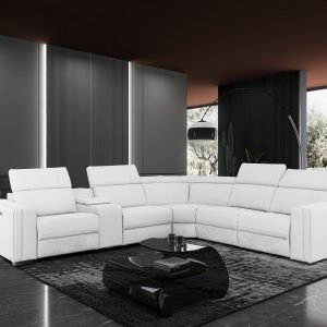 Divani Casa Delmont - Modern White Sectional Sofa + Recliners