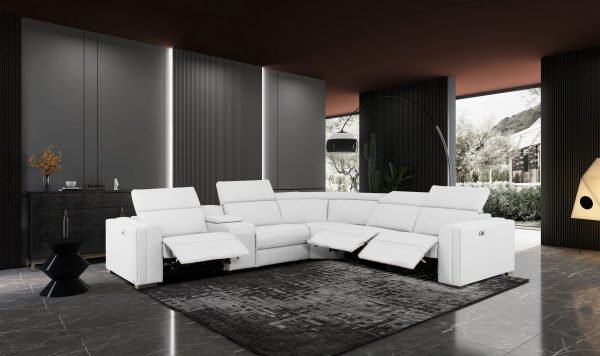 Divani Casa Delmont - Modern White Sectional Sofa + Recliners - Image 2