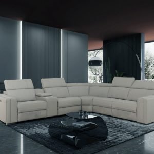 Divani Casa Delmont - Modern Grey Sectional Sofa + Recliners