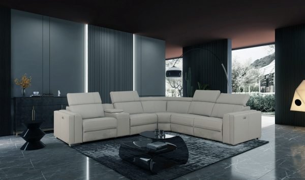 Divani Casa Delmont - Modern Grey Sectional Sofa + Recliners