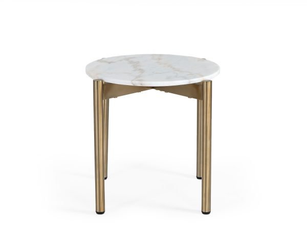 Modrest Denzel - White Marble + Gold End Table - Image 2