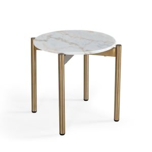 Modrest Denzel - White Marble + Gold End Table