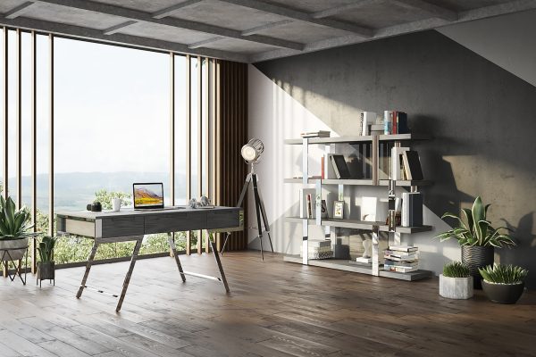 Modrest Dessart - Modern Elm Grey Office Desk