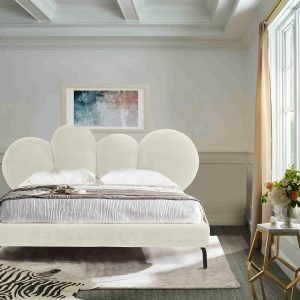 Modrest Destiny - Eastern King Contemporary White Sherpa Bubble Bed