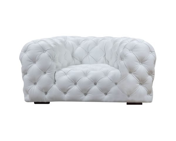 Divani Casa Dexter - Transitional White Full Italian Leather Lounge Chair - Image 2