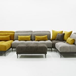 David Ferrari Display - Italian Modern Grey + Yellow Fabric Modular Sectional Sofa