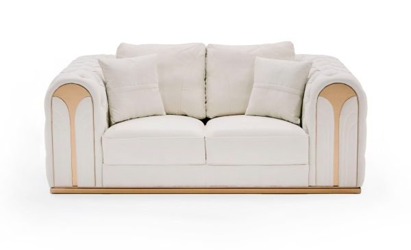Divani Casa Dosie - Modern Beige Fabric Sofa & Loveseat Set - Image 4