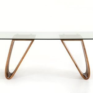 Modrest Draper Mid-Century Walnut & Glass Dining Table