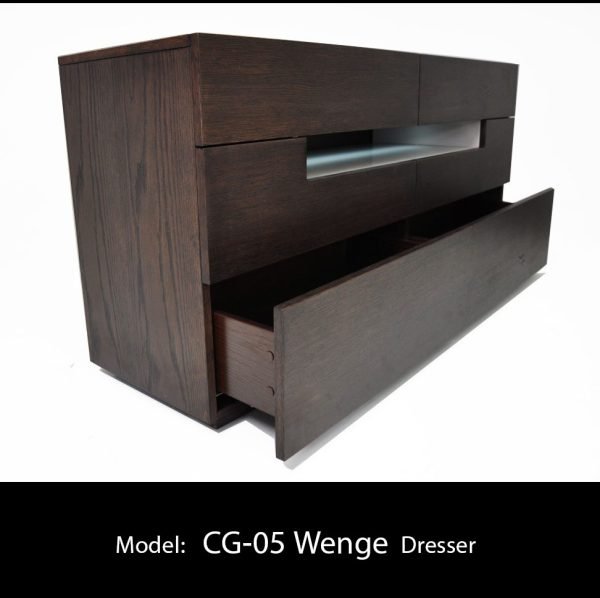 Modrest Ceres - Contemporary Brown Oak and Grey Dresser w/ LED Light