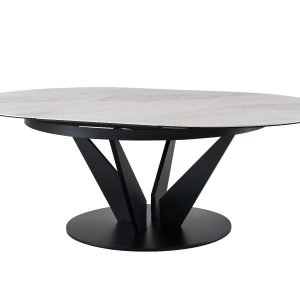Modrest Alberta - Modern Black and White Ceramic Extendable 59"/86.5" Oval Dining Table