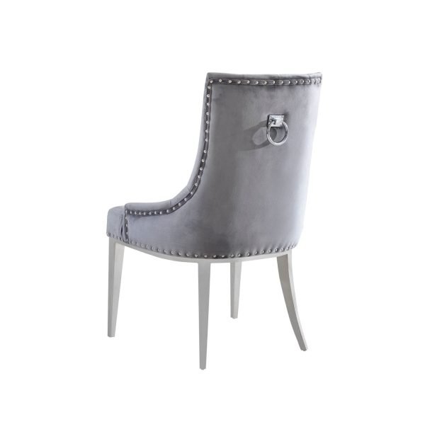 Modrest Dumas - Contemporary Grey Velvet & Stainless Steel Dining Chair (Set of 2) - Image 4