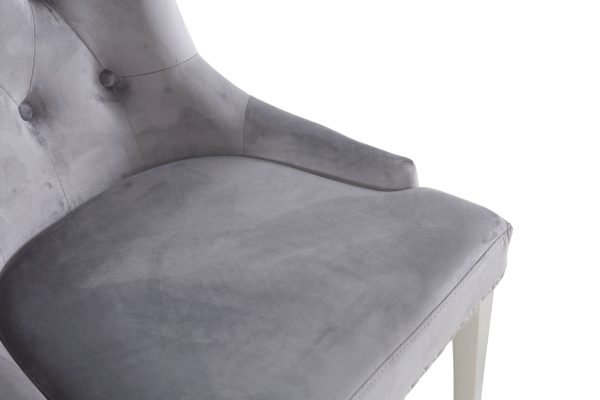 Modrest Dumas - Contemporary Grey Velvet & Stainless Steel Dining Chair (Set of 2) - Image 5