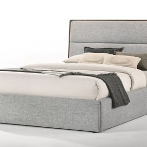 Modrest Dustin - Eastern King Modern Grey Fabric & Walnut Trimmed Bed