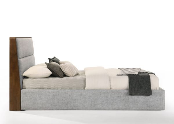 Modrest Dustin - Modern Grey Fabric & Walnut Trimmed Bedroom Set - Image 2