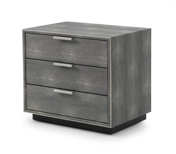 Modrest Dynasty - Modern Shagreen Three Drawer Nightstand - Image 2