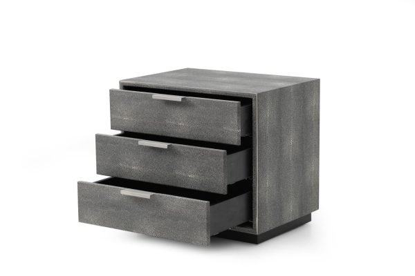 Modrest Dynasty - Modern Shagreen Three Drawer Nightstand - Image 3