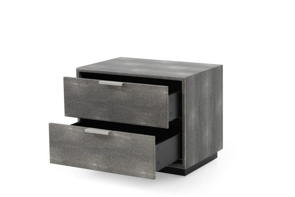 Modrest Dynasty - Modern Shagreen Two Drawer Nightstand - Image 2