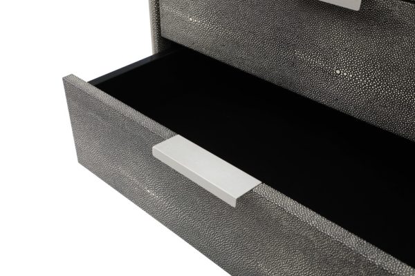 Modrest Dynasty - Modern Shagreen Three Drawer Nightstand