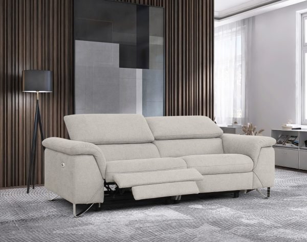 Divani Casa Maine - Modern Light Grey Fabric Sofa with 2 Electric Recliners - Image 4