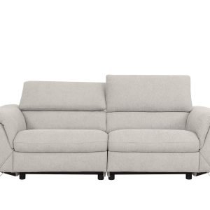 Divani Casa Maine - Modern Light Grey Fabric Sofa with 2 Electric Recliners