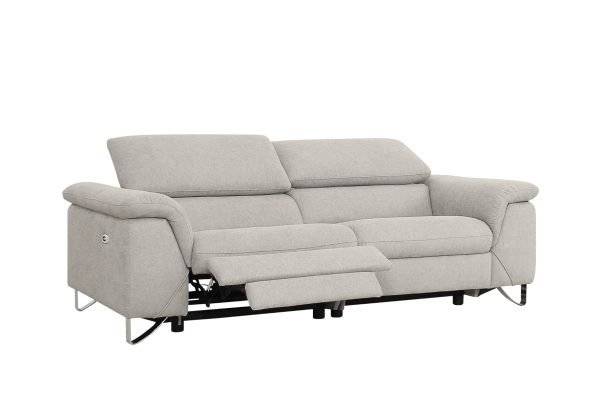 Divani Casa Maine - Modern Light Grey Fabric Sofa with 2 Electric Recliners - Image 2