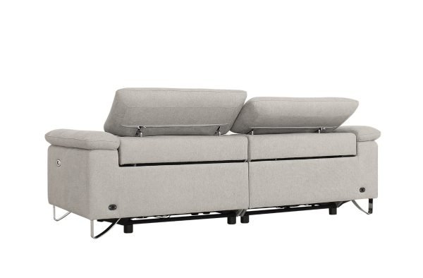 Divani Casa Maine - Modern Light Grey Fabric Sofa with 2 Electric Recliners - Image 3
