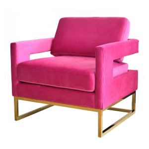 Modrest Edna - Pink Velvet + Gold Accent Chair