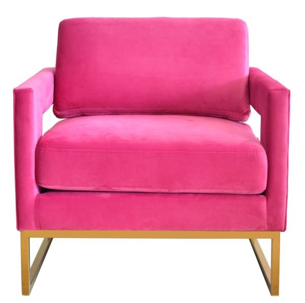 Modrest Edna - Pink Velvet + Gold Accent Chair - Image 2