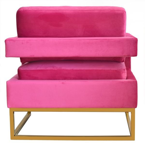 Modrest Edna - Pink Velvet + Gold Accent Chair - Image 3