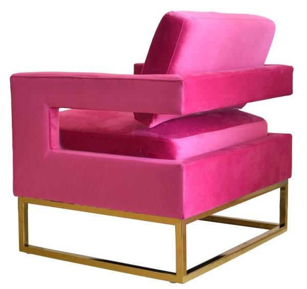 Modrest Edna - Pink Velvet + Gold Accent Chair - Image 4