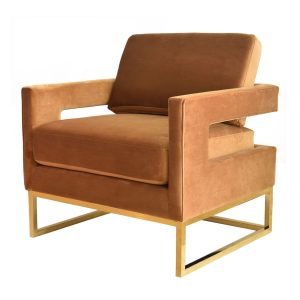 Modrest Edna - Camel Velvet + Gold Accent Chair