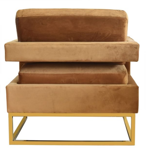 Modrest Edna - Camel Velvet + Gold Accent Chair - Image 3