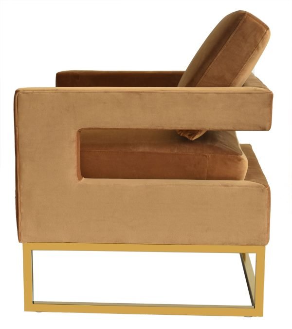 Modrest Edna - Camel Velvet + Gold Accent Chair - Image 5