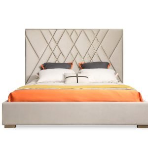 Modrest Eldora - Glam Beige Velvet and Brushed Brass Bed