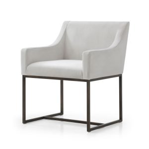 Modrest Elijah - Modern Beige & Copper Antique Brass Dining Chair