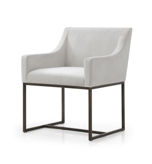 Modrest Elijah - Modern Beige & Copper Antique Brass Dining Chair