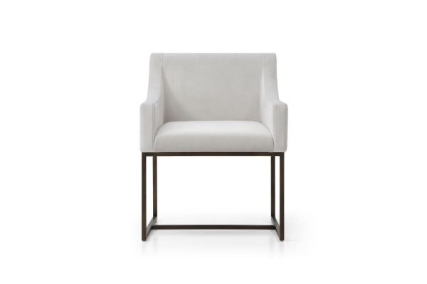 Modrest Elijah - Modern Beige & Copper Antique Brass Dining Chair - Image 3