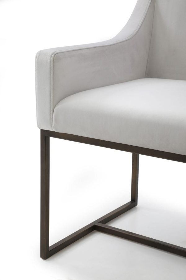 Modrest Elijah - Modern Beige & Copper Antique Brass Dining Chair - Image 5