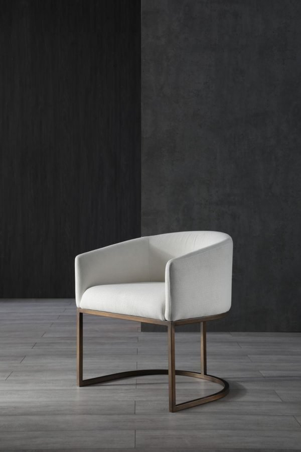 Modrest Elisa - Modern Off White & Brass Dining Chair - Image 2